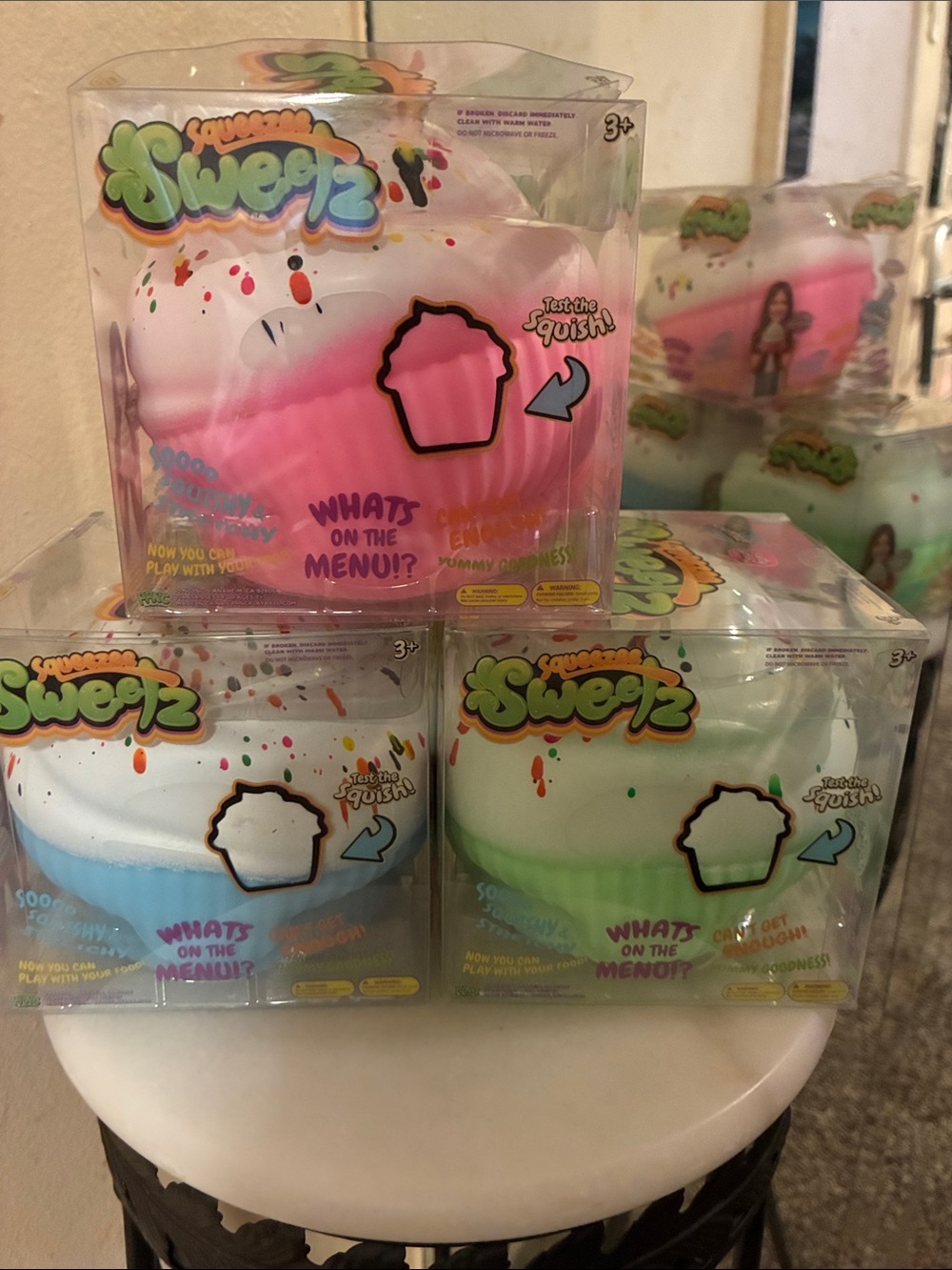 Squeezee Sweetz Jumbo Squishy Cupcake Stress Toy - Pink, Green, Blue set of 3